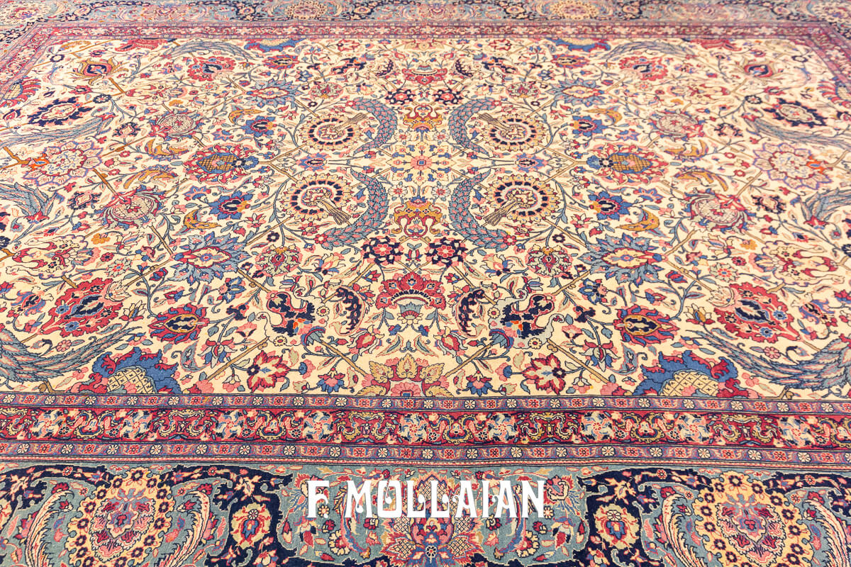 Antique Tehran Rug Beige Field n°:585188